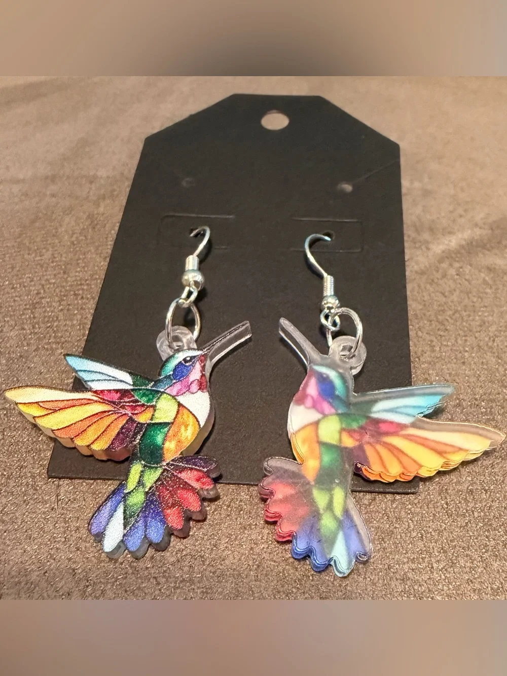 Colorful Hummingbird Acrylic Drop Earrings - Multicolor